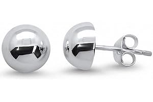 BLUE APPLE CO. 8mm 10mm 12mm Half Ball Button Stud Earrings 925 Sterling Silver Choose Color