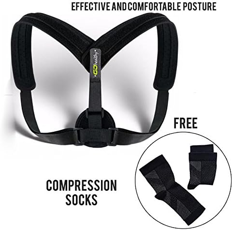 Back Posture Corrector for Women and Men. Free Compression Socks. Adjustable Clavicle Support Upper Back Neck Pain Relief - Shoulder Hunch Back Postural Correction faja para espalda