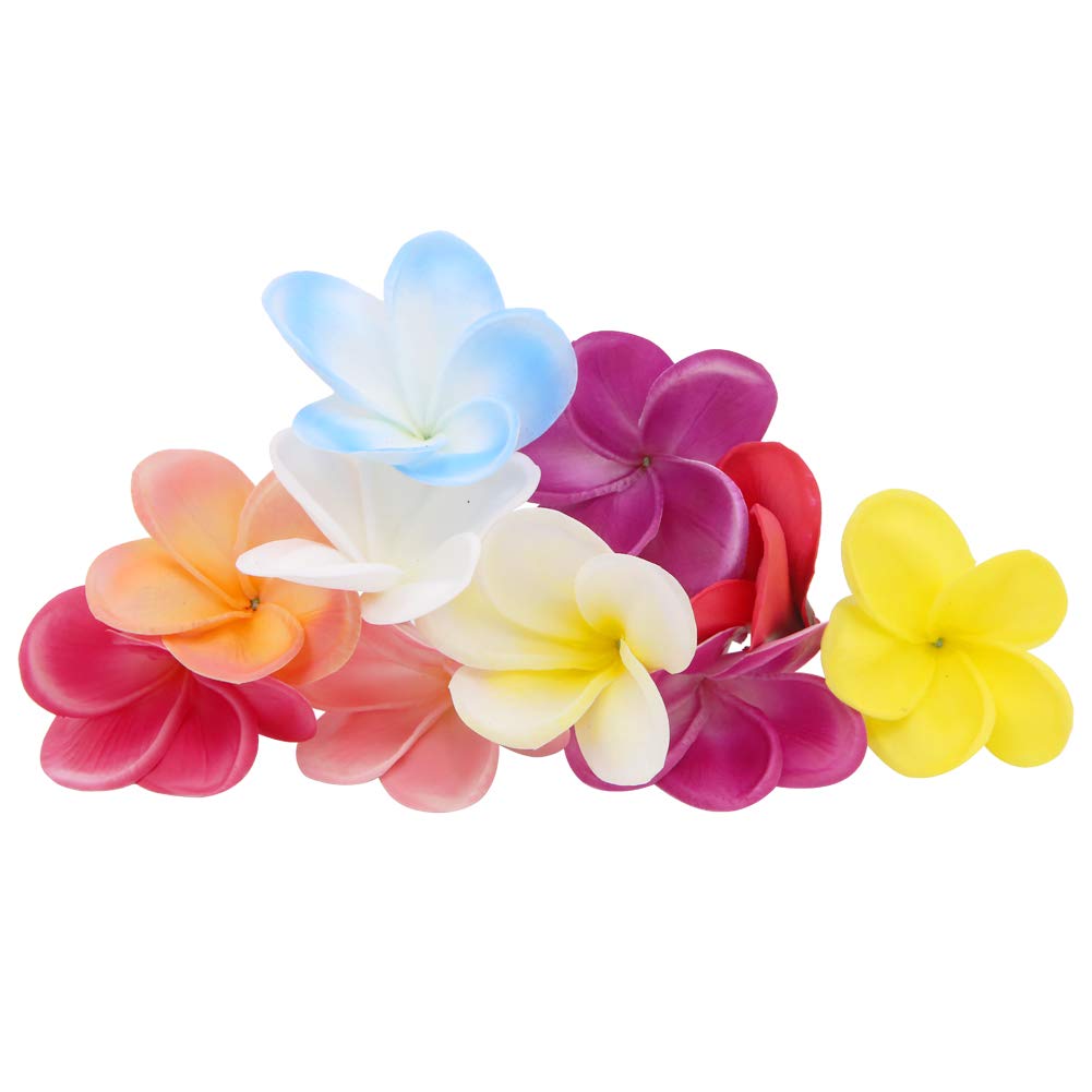 Bunch of 10 PU Real Touch Lifelike Artificial Plumeria Frangipani Flower Bouquets Wedding Home Party Decoration Mother's Day Gift (Assorted Color)