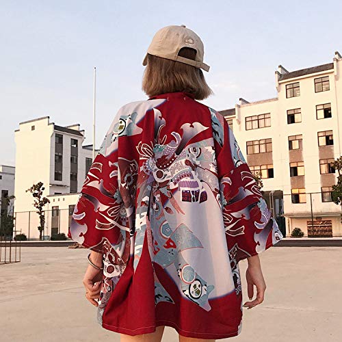 Kimono Cardigan Blouse Shirt Beach Kimonos Woman Cosplay Yukata OBI Japanese Komono Aa4363,1,One Size - Thumbnail 2