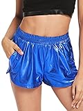 SweatyRocks Women's Metallic Shorts Elastic Waist