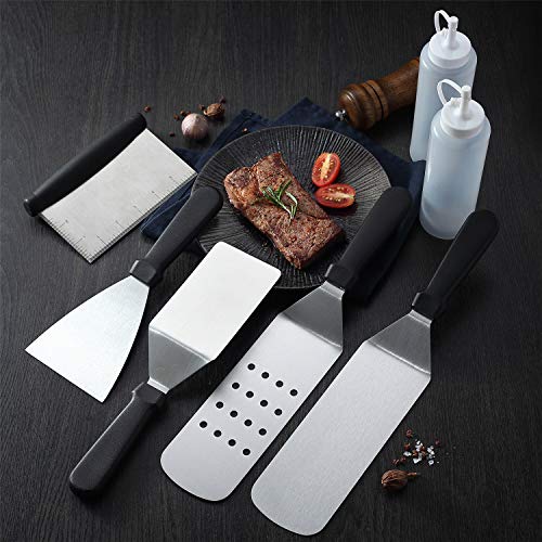 Wanbasion GP-81007 7 Pieces Professional Grill Griddle Accessories Scraper BBQ Tool Kit - Heavy Duty Stainless Steel Spatula Turner Set - Great for Flat Top Cooking Camping Tailgating - Thumbnail 6
