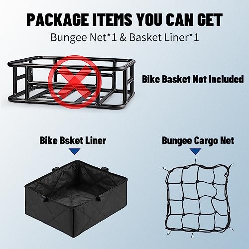 RAYMACE Bike Basket Liner & Cargo Net, Reusable Thickened Lining