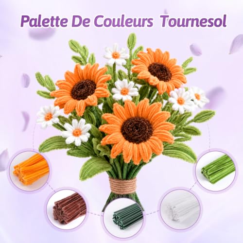 OneAmg 800 Pieces Chenille Thread 14 Colours Cure Pipe Crawler DIY Crafts Includes: Floral Tape, Artificial Stems, Decorative Tape, Beads, Pistils and Hot Glue Sticks | Pipe Cleaners Comprenant : Ruban Adhésif Floral, Tiges Artificielles, Ruban Décoratif, Perles, Pistils et Bâtons,Colle Chaude