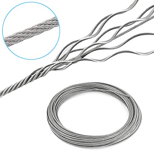 Amadget Stainless Steel Wire Rope, 316 Marine Grade Cable Railing Kit, Aircraft Wire Rope & Picture Hanging Kit for Railing, Decking, DIY Balustrade, Boat Marine Hardware (1/16" x 33 Feet)