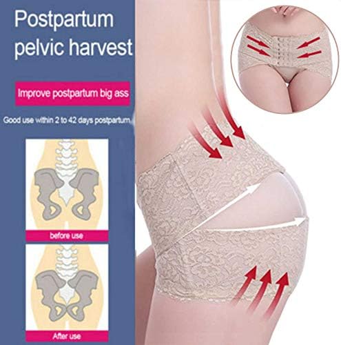 Double Layer Full lace Pelvis Correction Belt Hip up Women Postpartum Belly Wrap Belts (Black, M)