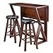 Winsome 3-Piece Harrington Drop Leaf High Table with 2 Cushion Round Seat Stools, 24-Inch, Brown