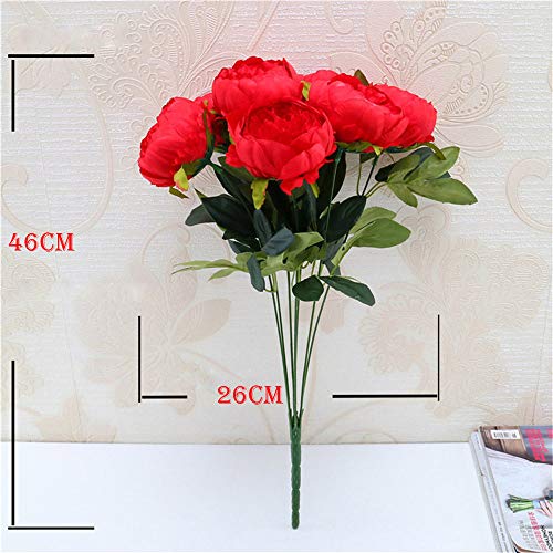 Artificial Flowers,Longay 1 Bouquet Vintage Artificial Peony Silk Flowers Bouquet for Decoration (Orange) - Thumbnail 3