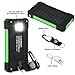 FLOUREON 10000mAh Power Bank Waterproof Portable External Battery Backup Solar Charger with Dual USB for Android iPad iPhone Cellphones, LED Flashlight with Compass for Emergency