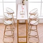 XXQ-Bar-Stools-Golden-Bracket-Fabric-Cushion-with-Backrest-High-Chair-for-Restaurant-Living-Room-Garden-Dining-Chair-Home-DecorationGray70cm