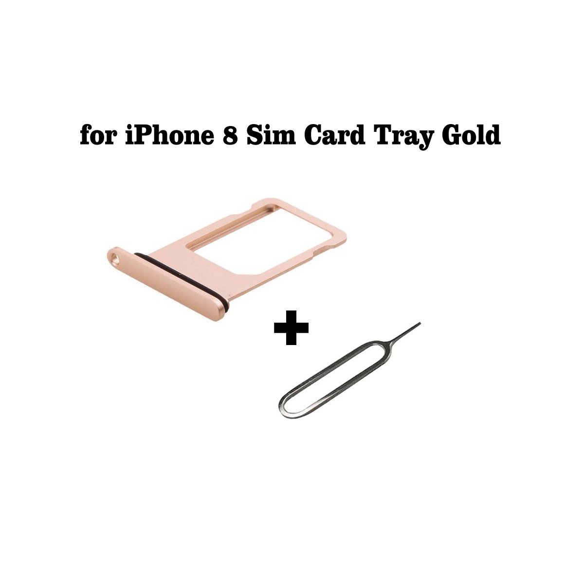 Cemobile SIM Card Tray Slot Holder Replacement with Rubber Waterproof Ring for iPhone 8 4.7 Inch + SIM Card Tray Open Eject Pin (Gold)