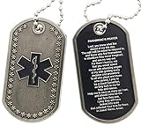Paramedic Prayer Star Of Life Dog Tag