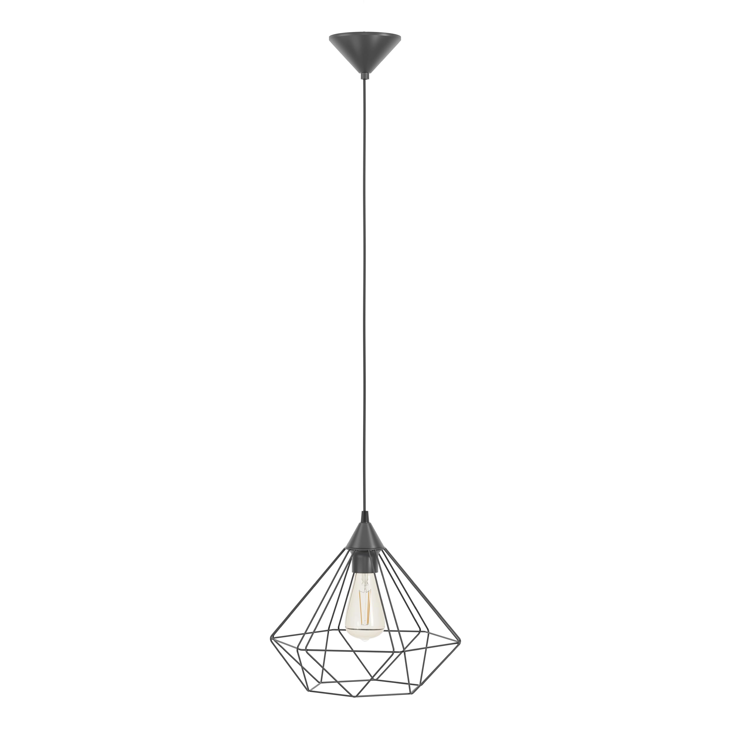 Eglo Tarbes Vintage/Retro Pendant Light, Steel, Plastic and Black Colour Ceiling lamp, E27 Socket, Ø 32.5 cm/12.7 inches