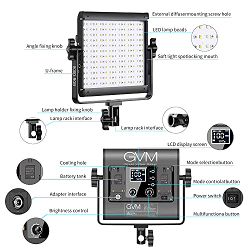 GVM RGB Video Light, APP Controlled LED Video Light, Color, 3200K-5600K, for Studio Photo, Games, Streaming, Web Conferencing, Photography