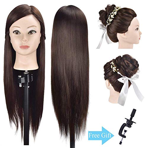 Ba Sha 26"-28" Mannequin Head Hair Styling Head Hairdresser Training Head Cosmetology Manikin Head Doll Head Synthetic Hair with Free Clamp