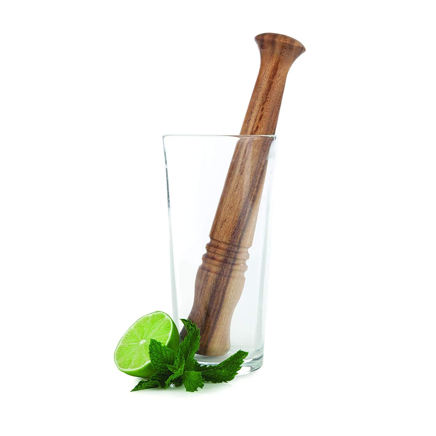 IBLAY Sheesham Wooden Muddler Bar Tool, 10 - Inch Hardwood Mojito Muddler with Flat Head, Commercial Grade Cocktail Drink Muddlers, Bar Accessories: 1 Pc.