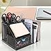 MyGift Metal Mesh Office Supplies Storage Rack, Mail Organizer, Sticky Note Memo Pad Holder, Black