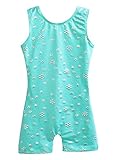 One-Piece Shiny Snowflake Bright Green Gymnastics Leotard Biketard for Little Girl 120
