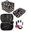 HOYOFO 3Pcs Makeup Bags for Women Polka Dot Travel Cosmetics and Toiletry Storage Bag with Brush Holders (3 Sizes/Set: S, M, L), White Dot