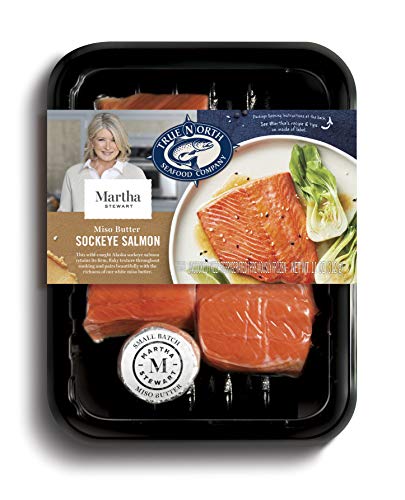Martha Stewart for True North Seafood: Simple and Easy Sockeye Salmon with Miso Butter and Atlantic Salmon with Lemon Herb Butter - (Pack of 4) 11 oz. Trays