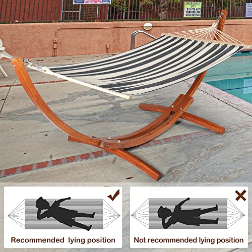 LAZZO 10 Ft Curved Wood Hammock Stand with Portable Hammock, Indoor & Outdoor Pine Hammock Arc