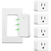 Greencycle Remote Control Outlet 4 Plugs,Detachable Wireless Light Switch | No Wiring Required,500FT Long Range,Programmable Remote Outlet Switch,15A 80-275V 1875W for Lights,Fans,Household Appliances