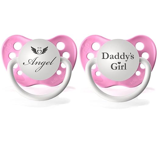 Personalized Pacifiers 2 Pack Pacifiers Angel/Daddy's Girl
