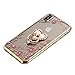 Miniko iPhone Xs Max Case Ring Holder, Soft Slim Bling Rhinestone Floral Crystal TPU Plating Rubber Glitter Case Cover with Detachable 360 Finger Kickstand for iPhone Xs Max 6.5 inch Gold