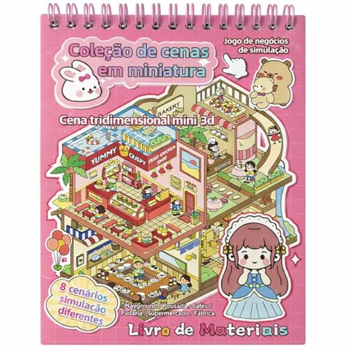 Caderno Adesivo 3D Com 8 Cenários Criativos DIY Com Pinça Stickers Spiral Adultos e Crianças Cores Sortidas Premium
