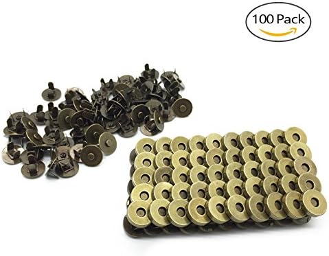 OTRMAX 14mm Antique Bronze Magnetic Purse Buttons Snap Clasps [No Tools Required] for DIY Sewing Craft (100 Sets)