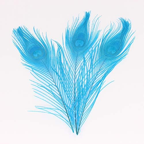 Real Natural Peacock Feathers 10-12" (25~30cm) Great Wedding Christmas Halloween Decorations House Decoration (10pcs-Lakeblue)