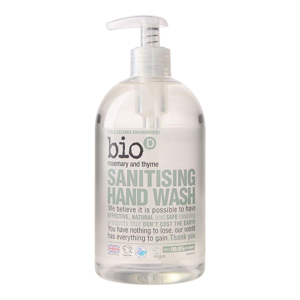 Bio-D Anti Bacterial Cleansing Hand Wash with Rosemary & Thyme 500ml | Fragrance Free | Eco Friendly | Allergy Friendly | Vegan | Cruelty Free