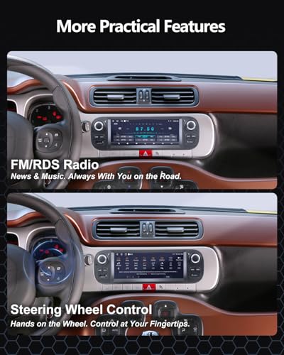 Ankeway 6.86 Inch Car Radio for Fiat Panda 319 (2013-2020) with Android Auto and Wireless Carplay, Car Radio Bluetooth Android Stereo with Reversing Camera/Mic/Canbus/WiFi/USB/App Store 2G+32G