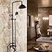 Rozin Oil Rubbed Bronze Bathtub Shower Faucet Set 8-inch Rainfall Shower Head + Hand Sprayer Porcelain Deco