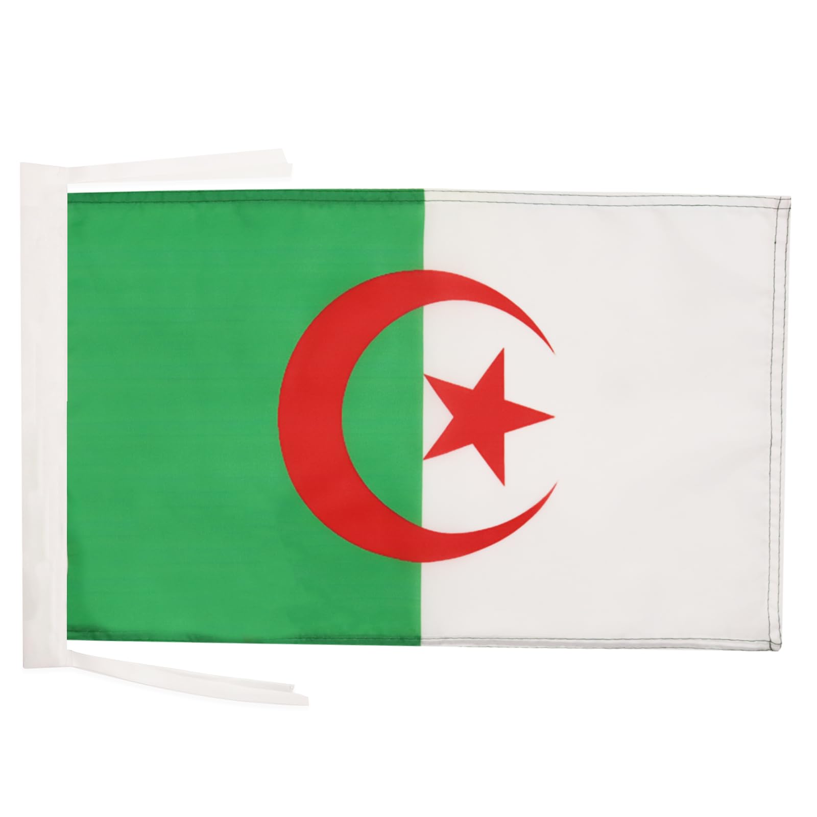 AZ FLAG - Algeria Flag - 18'' x 12'' - 100% Polyester Algerian Small Banner with Two Cords - Fade Resistant - Vivid Colors - 18x12 in - 45x30 Cm