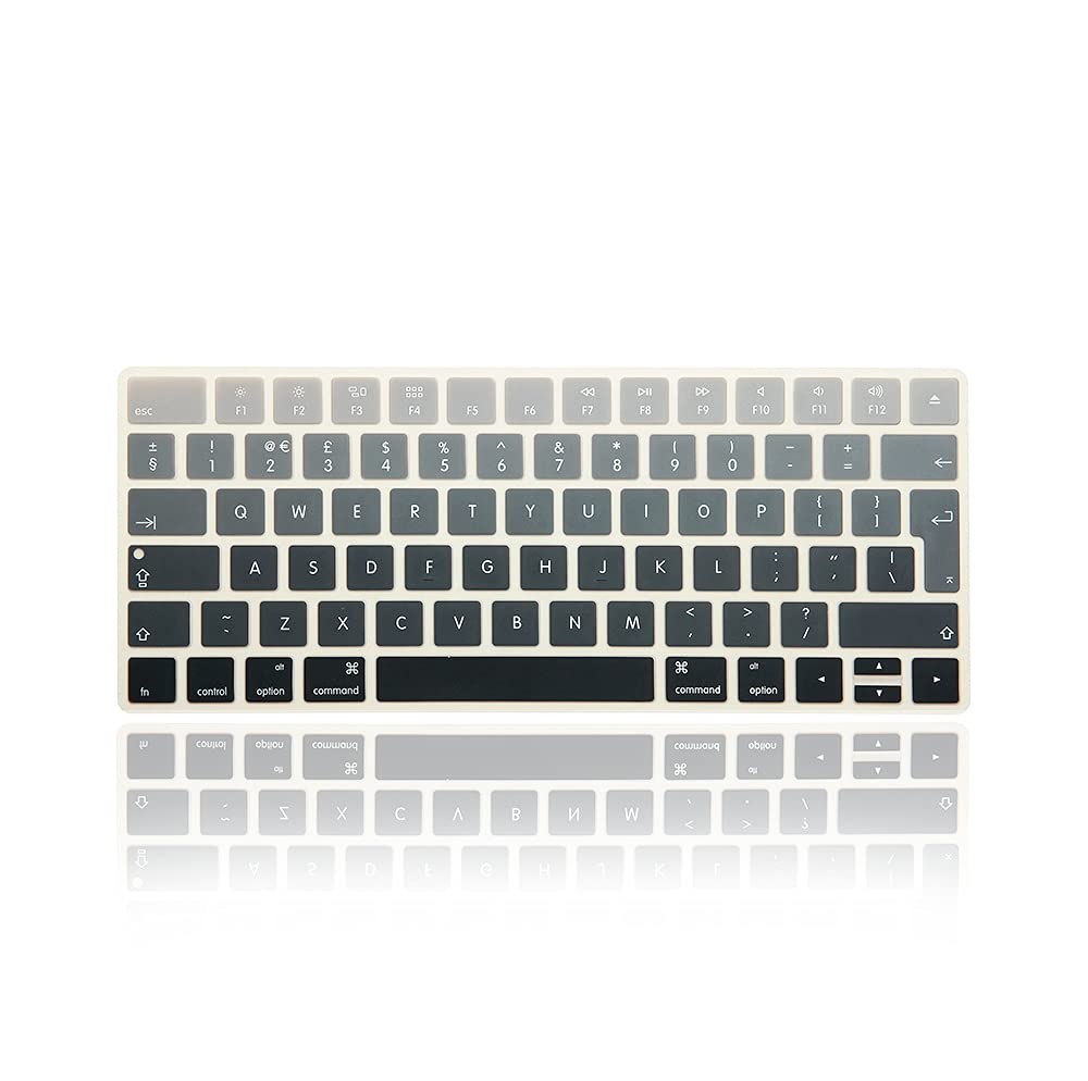 XHLWZR EU/UK English Language Silicone Keyboard Cover Skin for iMac Magic Keyboard and Magic Keyboard 2 (U.S Version, Model: MLA22L/A-A1644),Gradient Gray