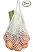 ECOHIP 3 Cotton Reusable Grocery Bags Washable Mesh Net String Shopping Produce Beach Foldable Tote Handle