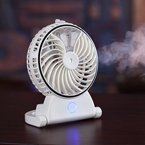 QDao Mini Beauty Spray Humidifying Rechargeable Fan Mini Misting Fan with Personal Cooling Mist Humidifier Fan Rechargeable Battery for Home Office and Travel (White)