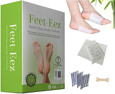 Feet-Eez Foot Pads - All Natural Pain Relieving Bamboo Vinegar Patches For Reducing Stress, Removing Impurities, Revitalizing and Renewing The Body, 20 Pack With 10 Nasal Strips