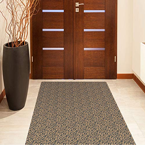 Shape28 Hallway Mat UltraThin Kitchen Runner Rug with Non Slip Rubber Backing 72x36