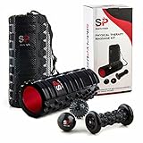 FOAM ROLLER SET for Athletes - DELUXE 6-IN-1 High Density Muscle Rollers, Spiky & Smooth Massage Balls, Foot Massager for Myofascial &Trigger Point Release, Relaxes Joints and Sore Muscles + eBook