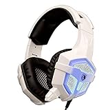 SADES SA-738 Professional Stereo Gaming Headphone Headsets USB 3.5mm LED with w/ Protein Leather Pad, Ear Cushion, Bidirectional Microphone for PC Gaming Desktop Laptop PC Macbook Mac (white)