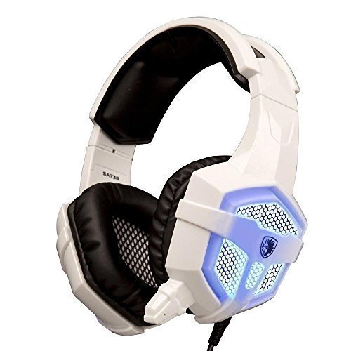 SADES SA-738 PC Gaming Headset with LED with Microphone, Professional Stereo Headphone 3.5mm LED with w/ Protein Leather Pad, for PC Gaming Mac