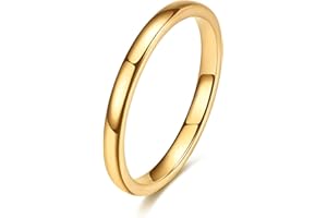 VQYSKO Tungsten Wedding Band Ring for Men Women | 2mm 4mm 6mm 8mm Gold Domed Tungsten Wedding Band Ring for Men Women High Polish Comfort Fit | Size 5-14