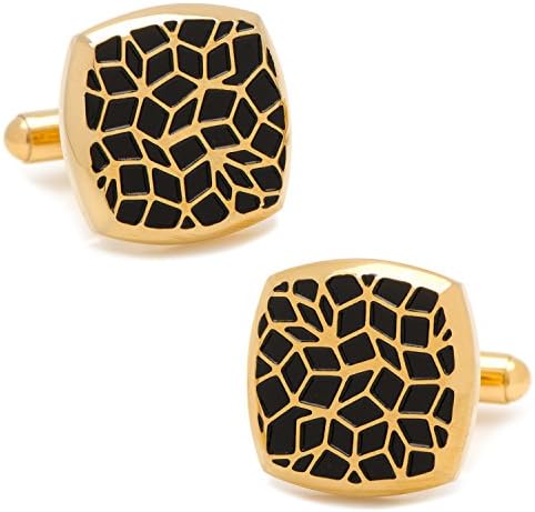 Ox and Bull Trading Co. Gold Stainless Steel Geometric Cell Cufflinks