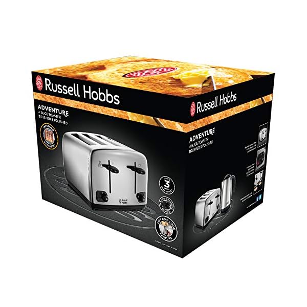 Russell-Hobbs-24090-Adventure-Four-Slice-Brushed-Polished-Stainless-Steel-Toaster Russell Hobbs 24090 Adventure Four Slice, Brushed Polished Stainless Steel Toaster