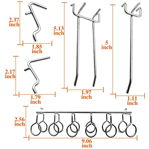 Pegboard Hooks Assortment 100PCS Hooks Organization Accessories Storage Tools Set With 60 PCS Peg Locks