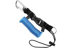 Villozxiny Scuba Diving Lanyard Heavy Duty Stainless Steel Core Spring Coiled Lanyard Dive Clips with Quick Release Buckle for Scuba Diving, Flashlights, Cameras