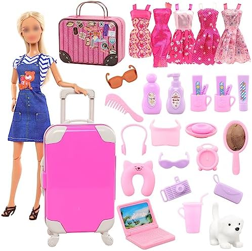 Barbie Doll Suitcase Set BARWA 32 Pcs Doll Suitcase Luggage