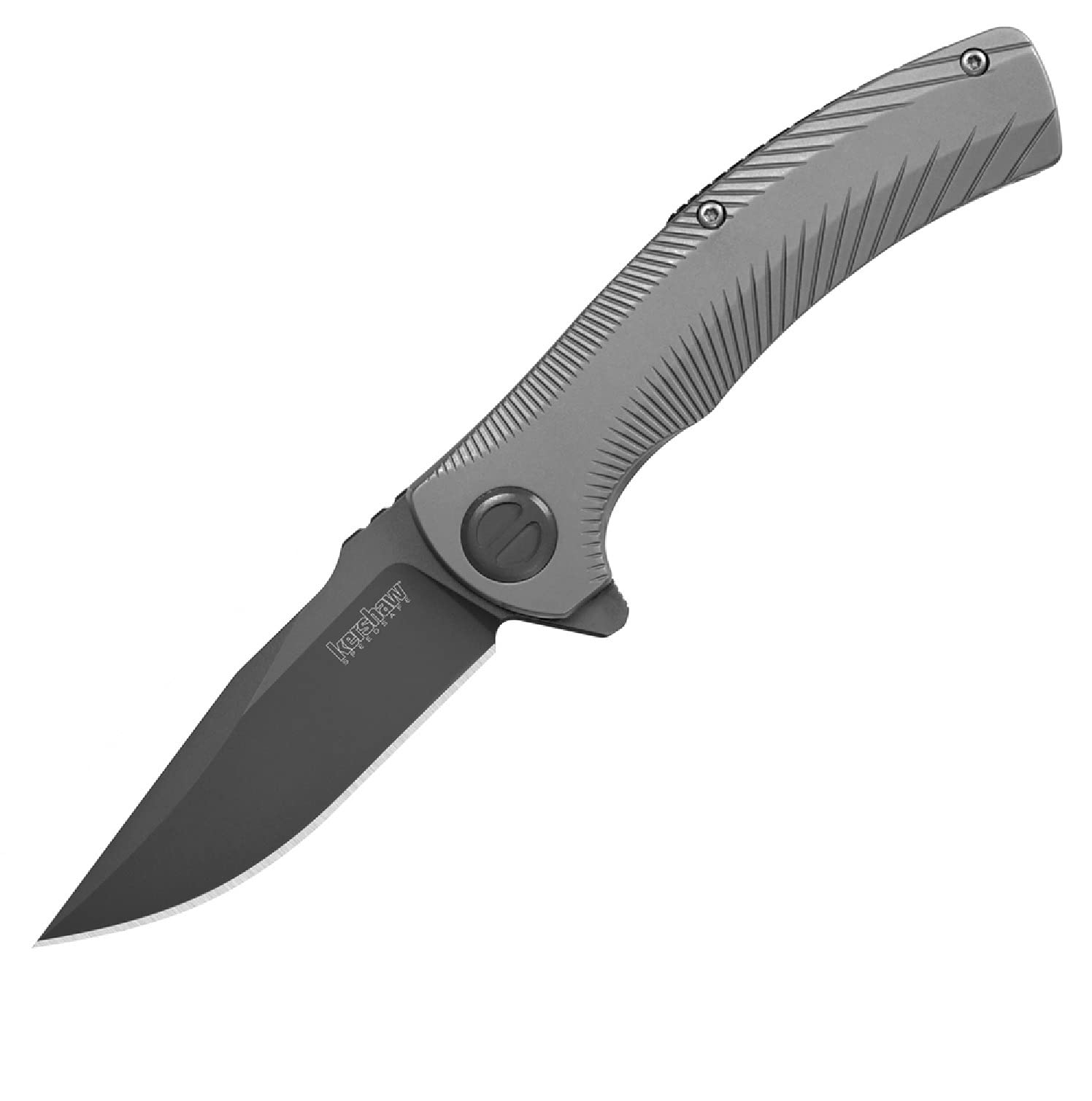Kershaw Seguin Pocket Knife; SpeedSafe Asistido abierto, cuchilla recubierta de PVD de acero inoxidable de 3,1 pulgadas; Mango de acero inoxidable con ruido de cuentas, EDC, Pocketclip de transporte profundo, bloqueo de marco, (3490), negro